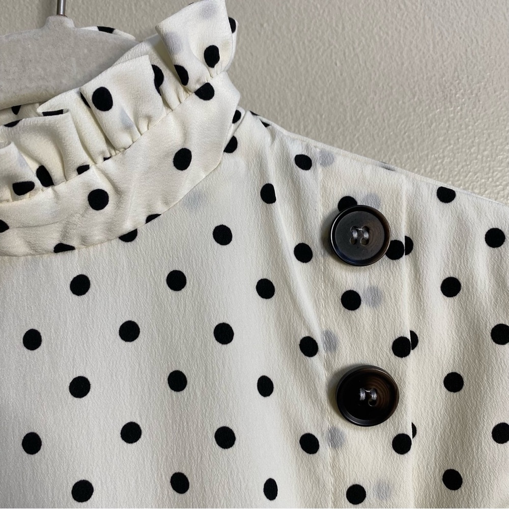 Pixie Market Polkadot High Neck Button Blouse Siz… - image 4
